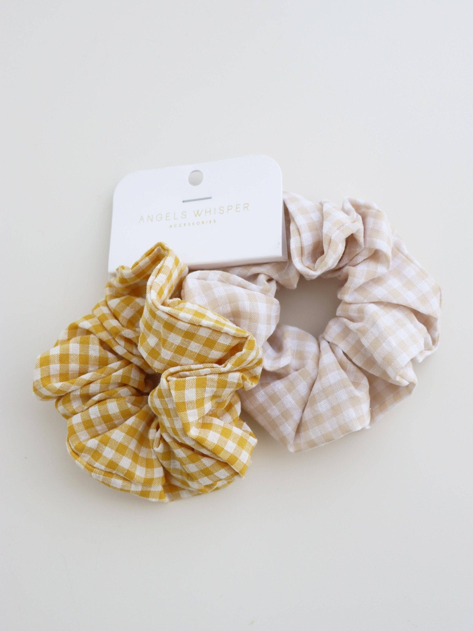 Gingham Scrunchies 2 Pack Set - Butter - Land to Coast
