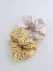 Gingham Scrunchies 2 Pack Set - Butter - Land to Coast
