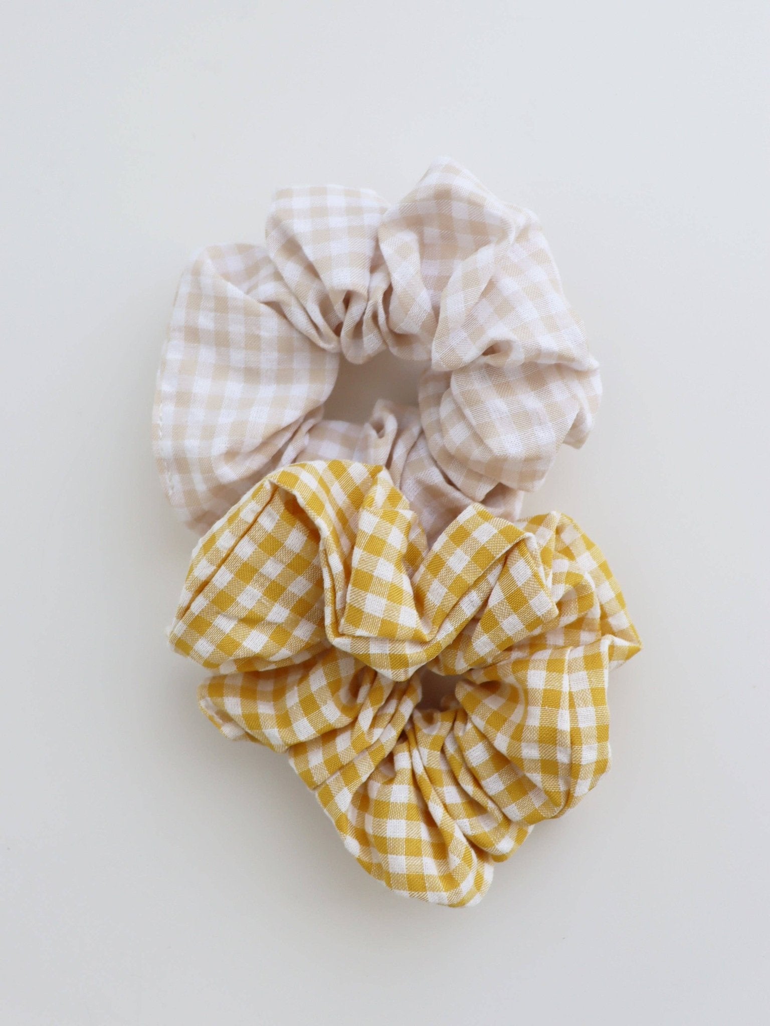 Gingham Scrunchies 2 Pack Set - Butter - Land to Coast