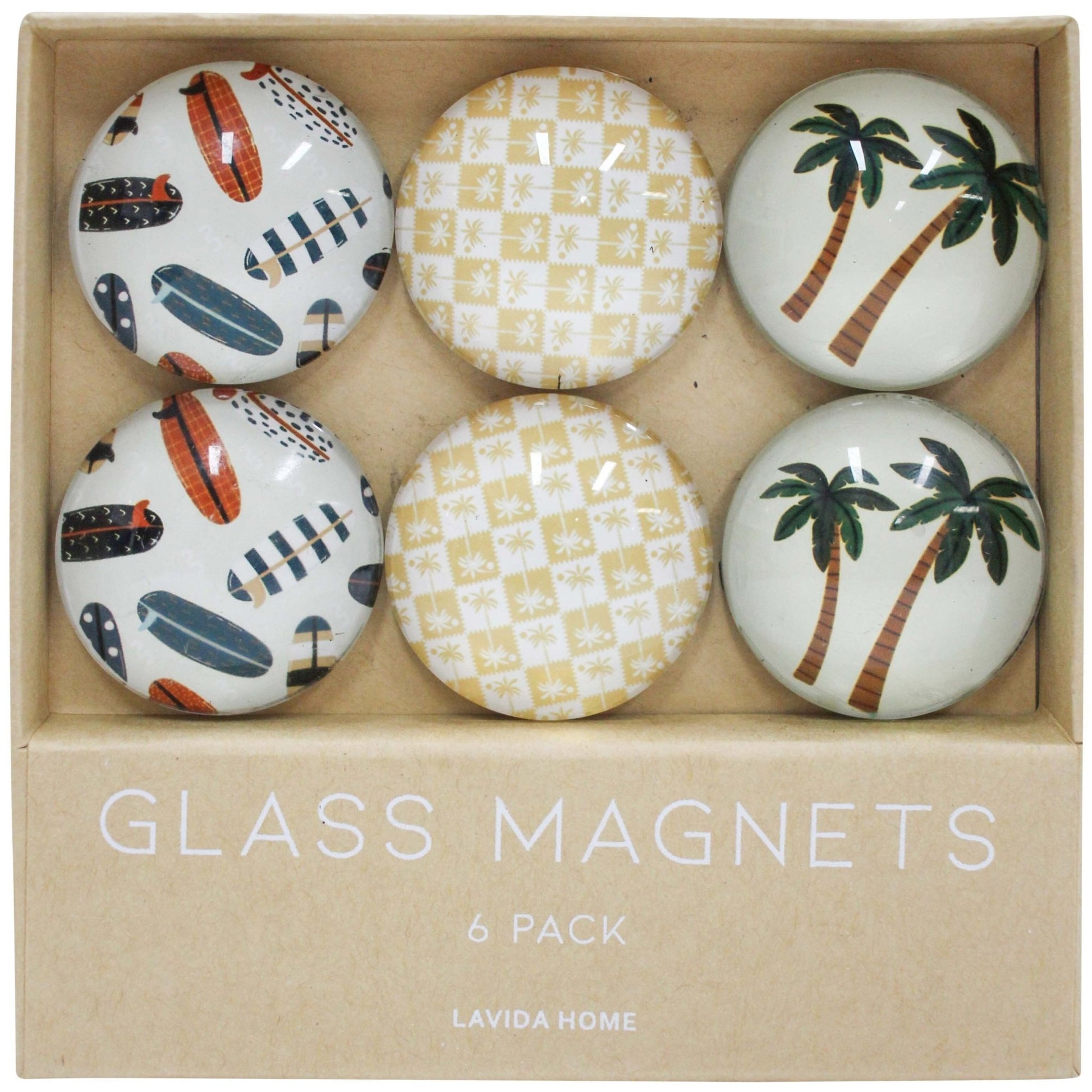 Glass Magnets S/6 Surfing - Land to Coast