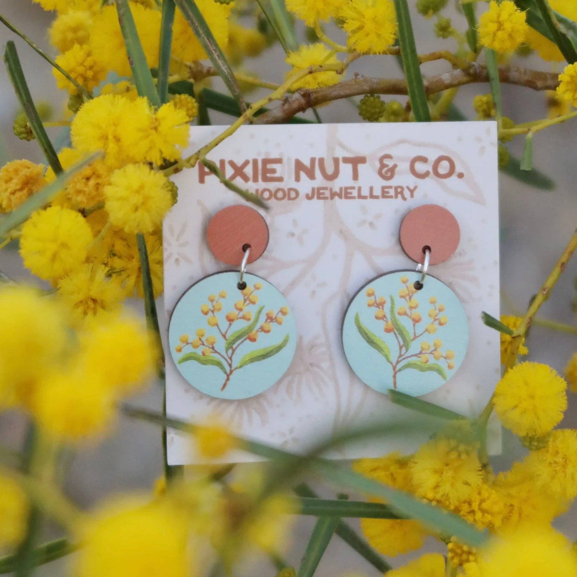 Golden Wattle Australian Wildflower Earrings - Land to Coast