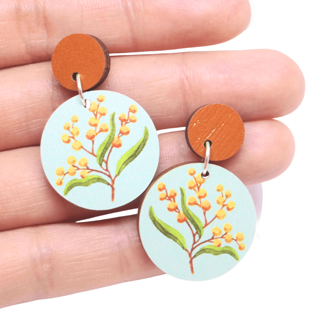 Golden Wattle Australian Wildflower Earrings - Land to Coast