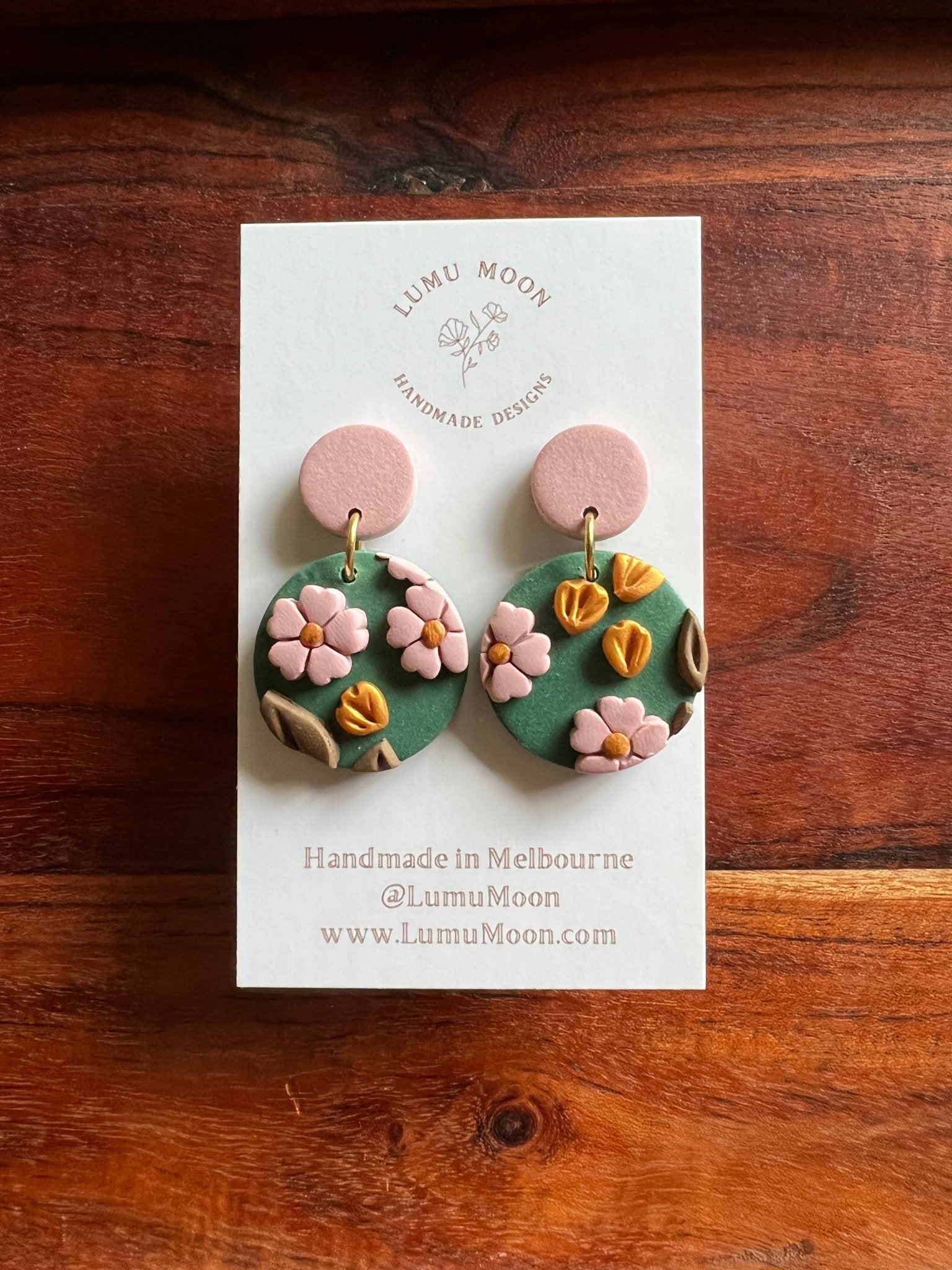 Green and Pink Blossom Earrings - Spring - Land to Coast