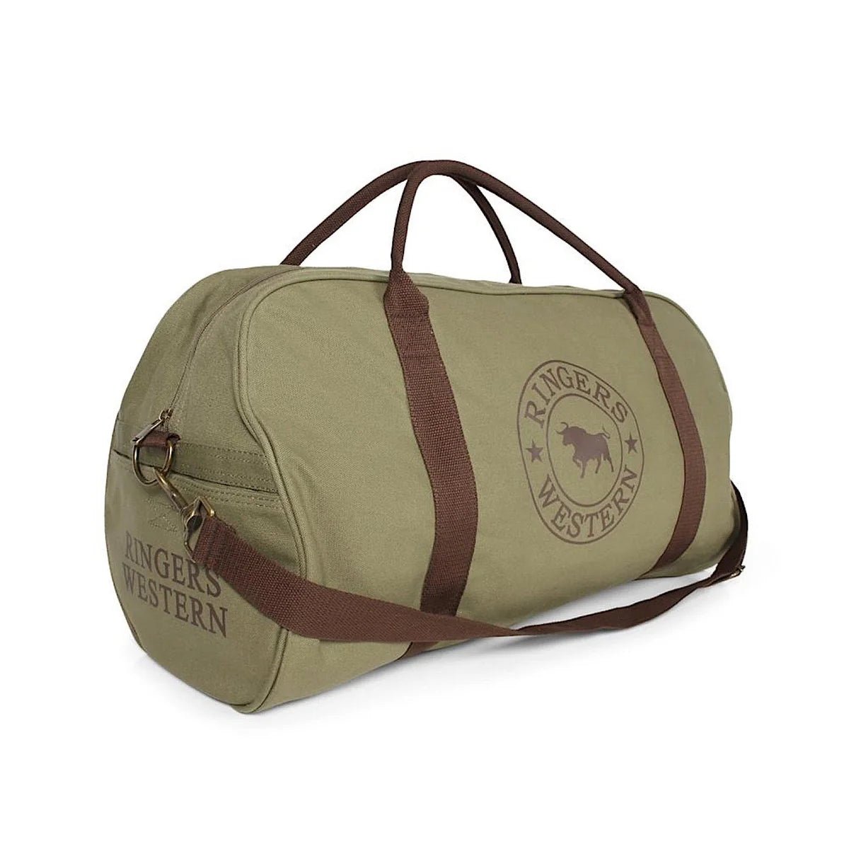 Gundagai Duffle Bag - Khaki with Deep Brown Print - Land to Coast