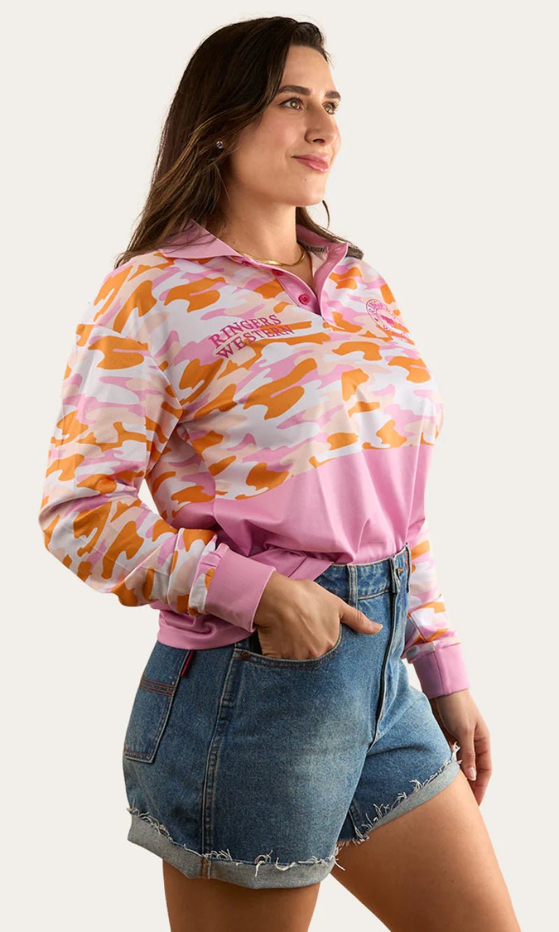 Halls Creek Unisex Fishing Jersey - Pink Camo - Land to Coast