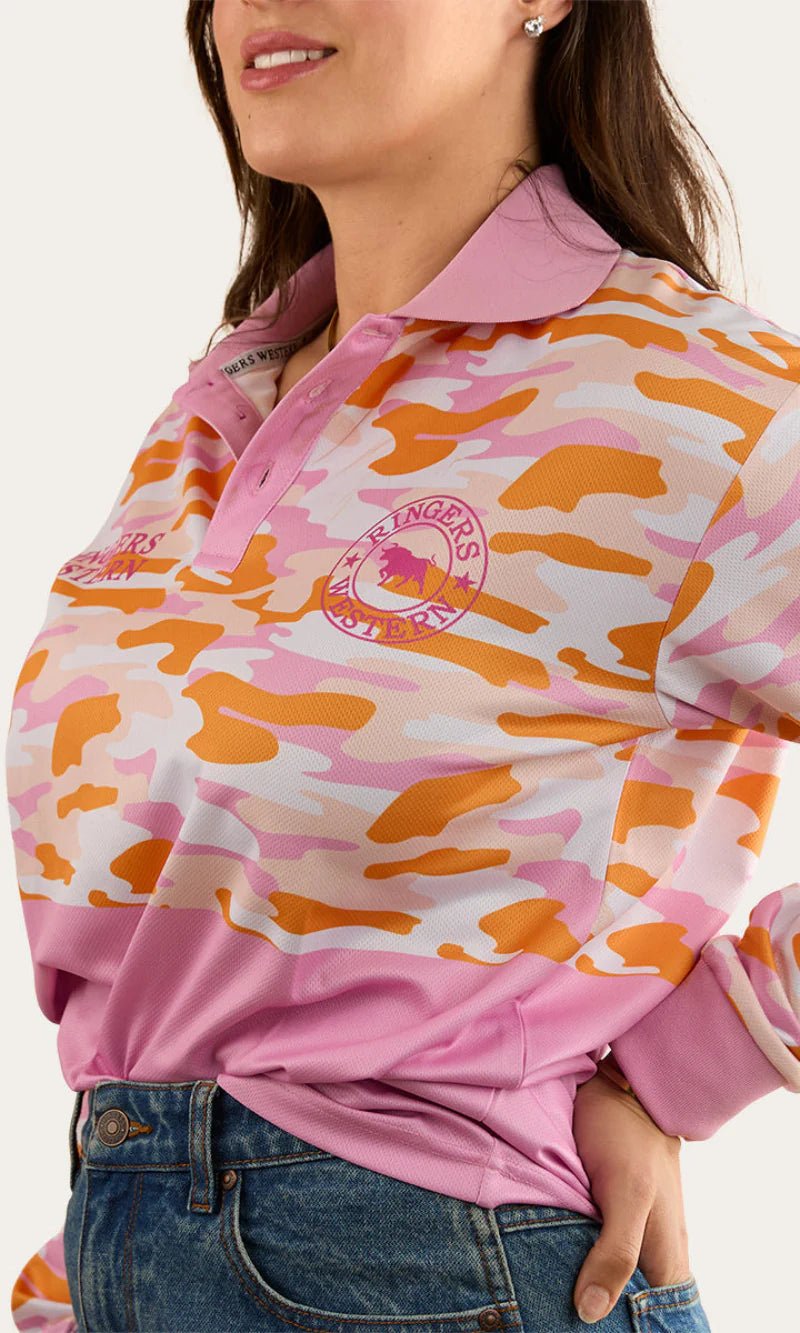 Halls Creek Unisex Fishing Jersey - Pink Camo - Land to Coast