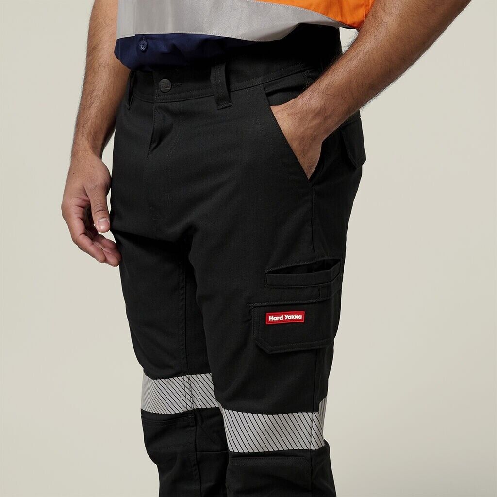 Hard Yakka Canvas Cargo Pants Tough Double Layer Knees Reflective Stretch Y02855 - Land to Coast