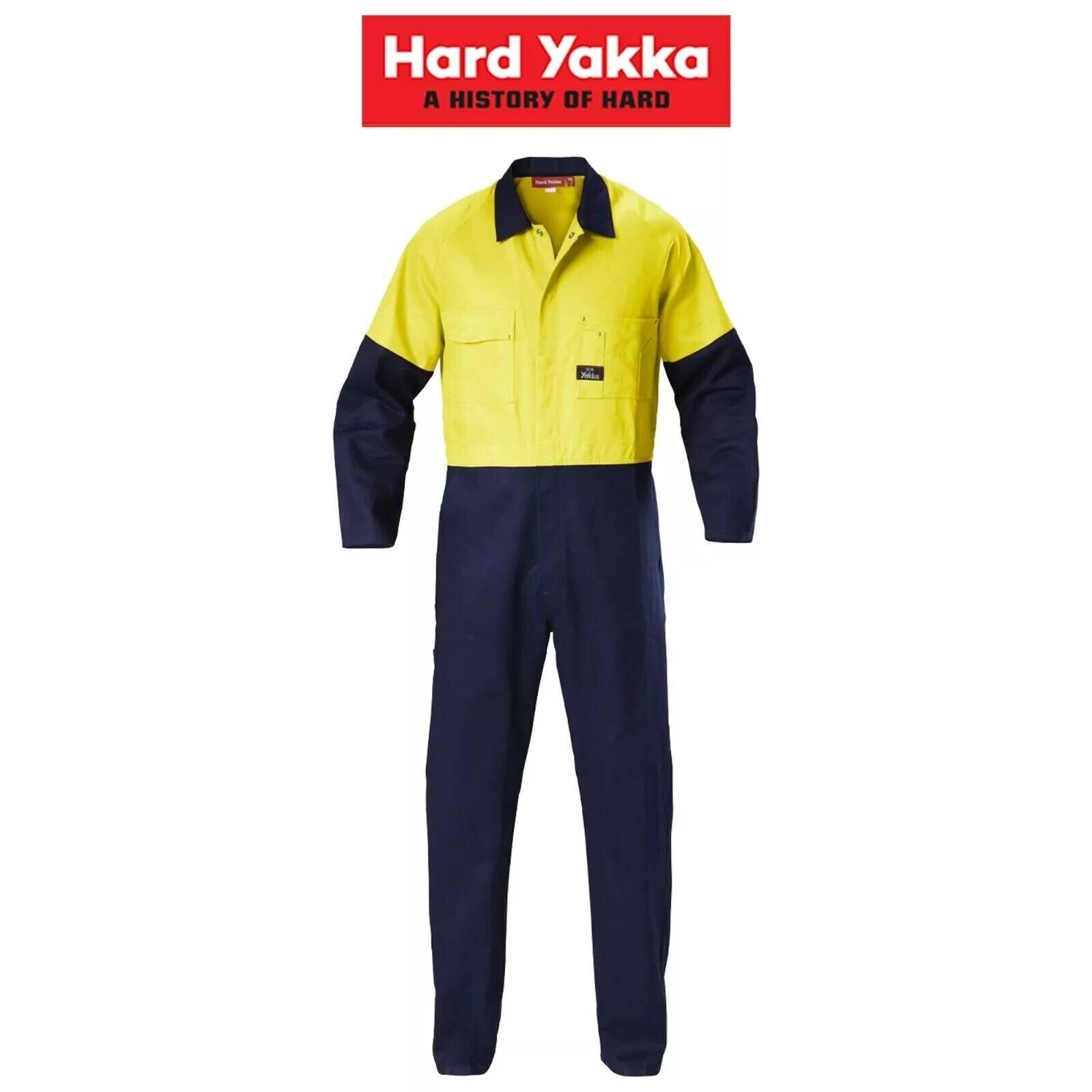 Hard Yakka Hi - Vis 2 Tone Work Phone Cotton Drill Coverall Overalls Y00270 - Land to Coast