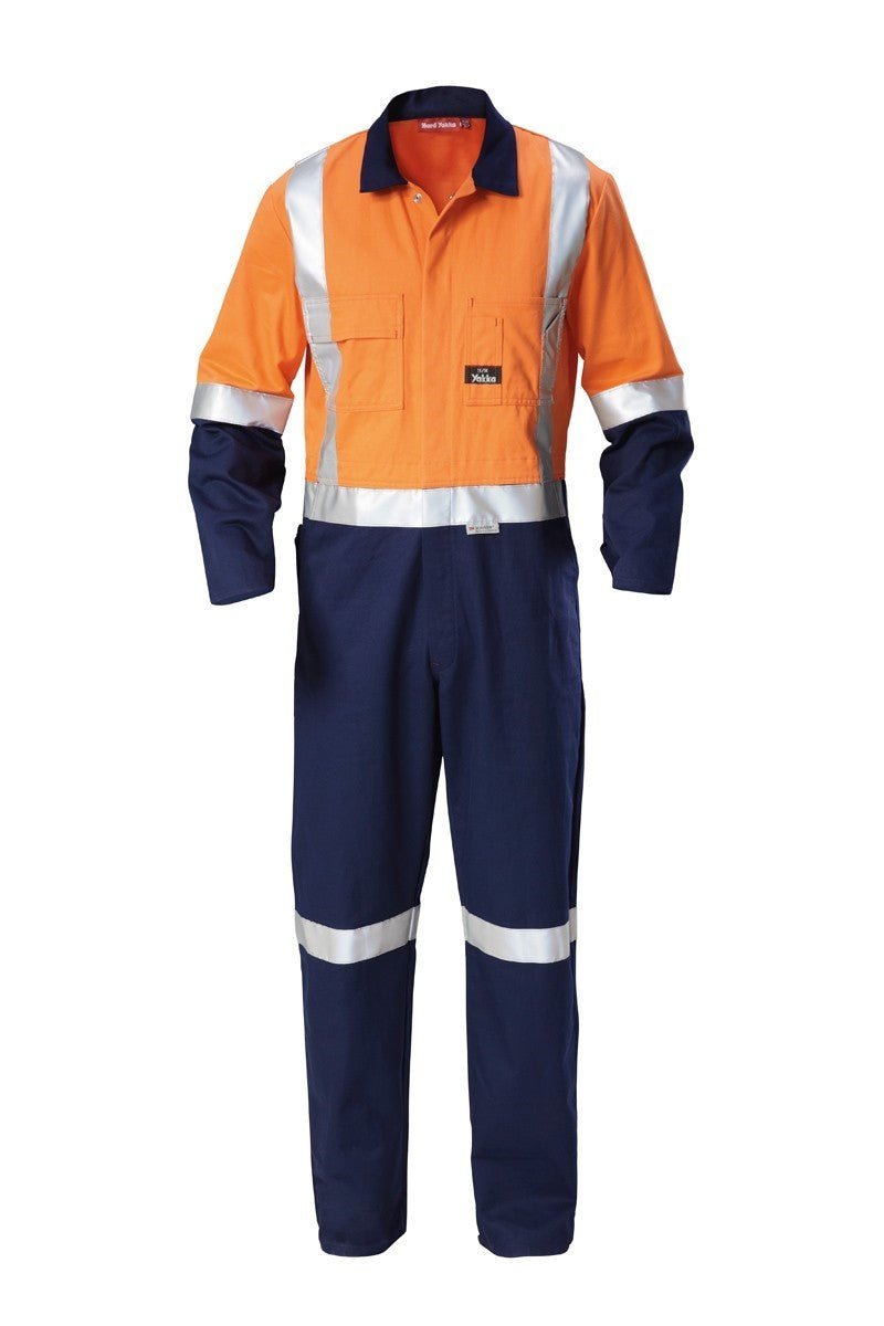 Hard Yakka Hi - Vis Taped Cotton Safety Coverall Overalls Work Day or Night Y00262 - Land to Coast