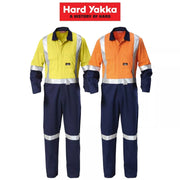 Hard Yakka Hi - Vis Taped Cotton Safety Coverall Overalls Work Day or Night Y00262 - Land to Coast