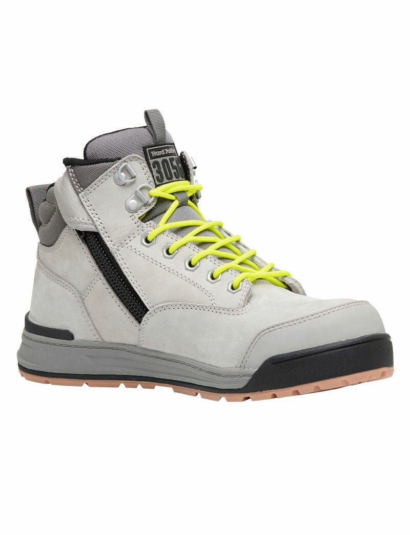 Hard Yakka Mens 3056 Lace Zip Boots Leather Memory Foam Work Safety Y60202 - Land to Coast