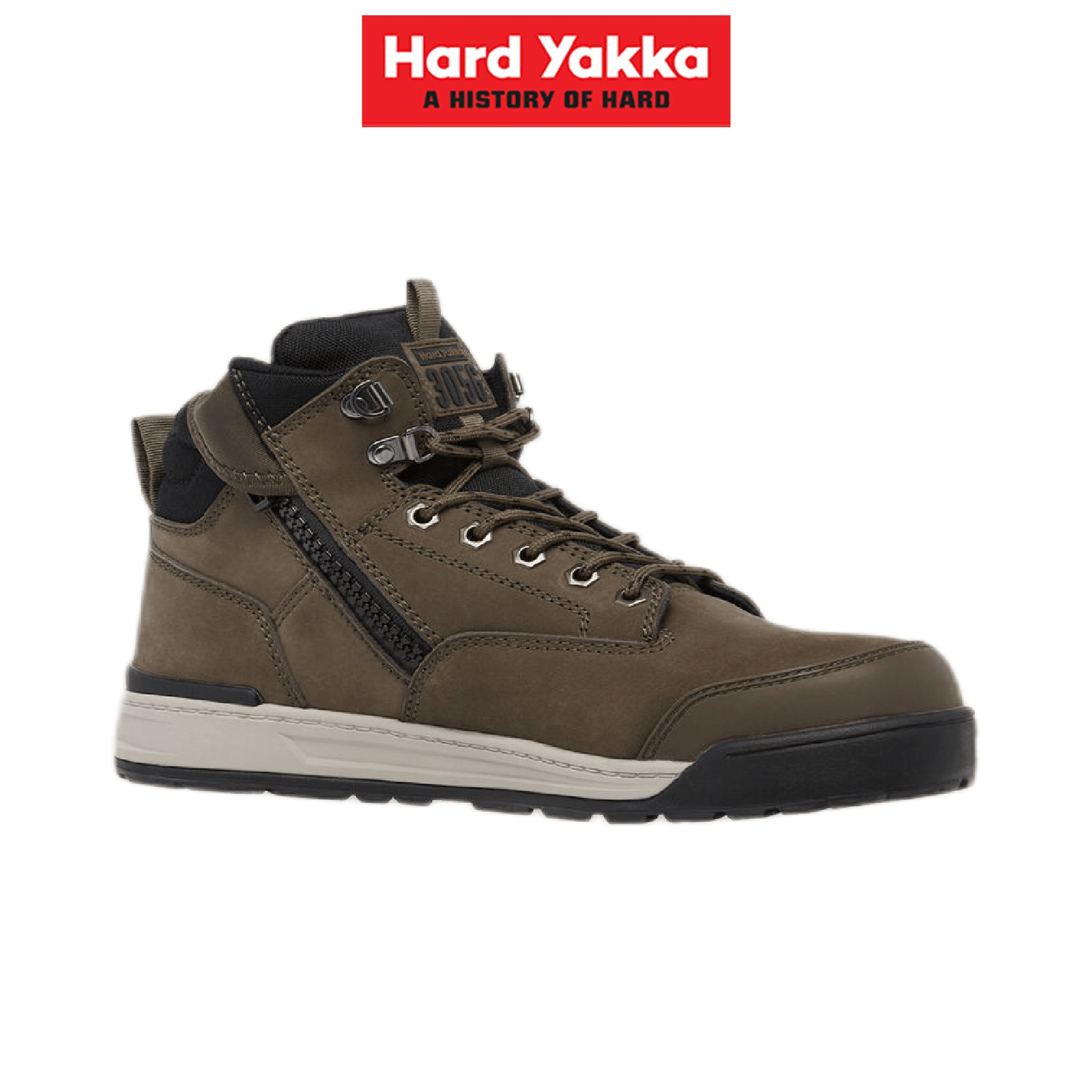 Hard Yakka Mens 3056 Lace Zip Leather Water Resistant Durable Safety Boot Y60247 - Land to Coast