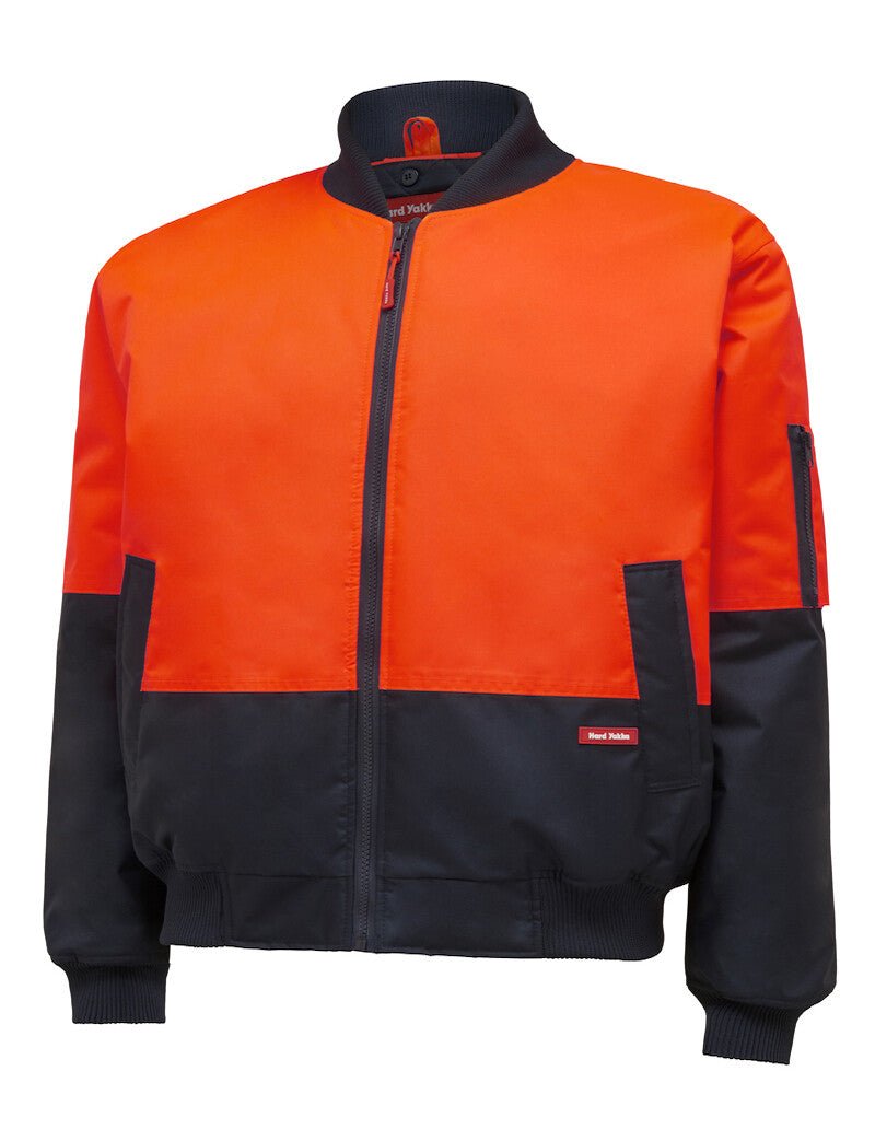 Hard Yakka Mens Bomber Core Hi - Vis 2 Tone Work Quilted Waterproof Jacket Y06670 - Land to Coast