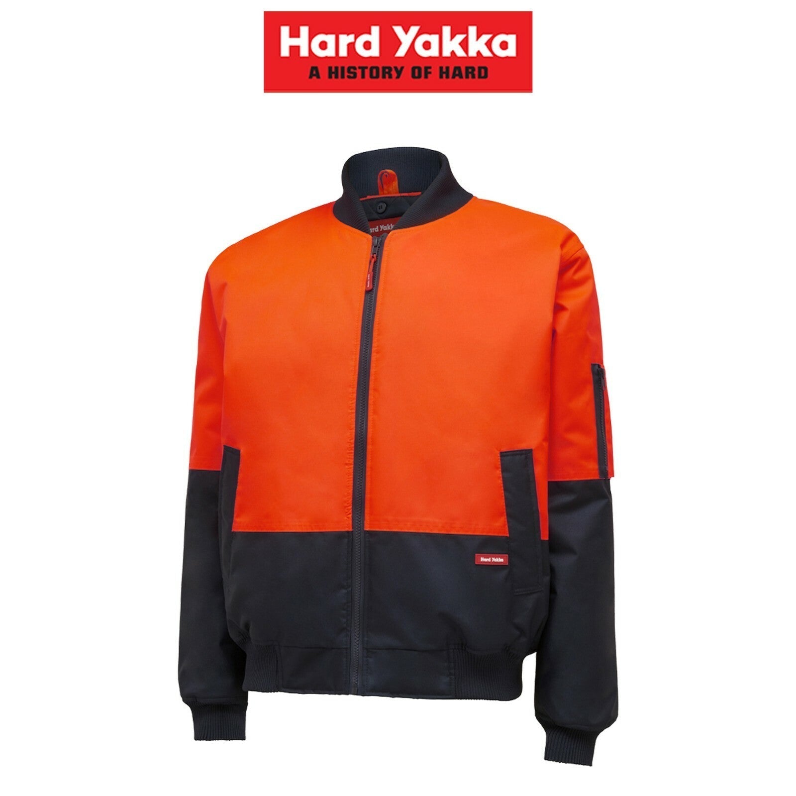 Hard Yakka Mens Bomber Core Hi - Vis 2 Tone Work Quilted Waterproof Jacket Y06670 - Land to Coast