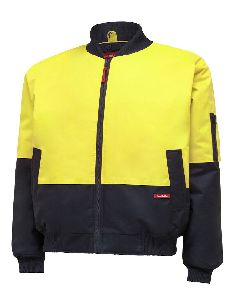 Hard Yakka Mens Bomber Core Hi - Vis 2 Tone Work Quilted Waterproof Jacket Y06670 - Land to Coast