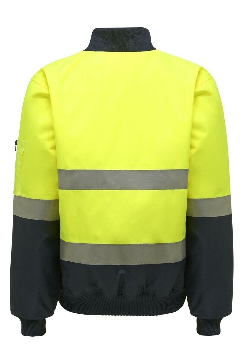 Hard Yakka Mens Bomber Taped Hi - Vis 2 Tone Hood Quilted Waterproof Jacket Y06675 - Land to Coast