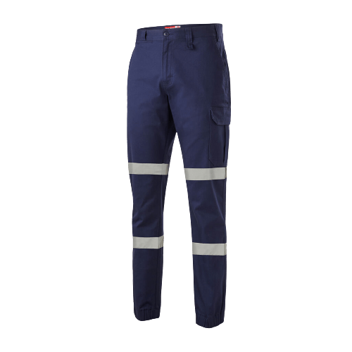 Hard Yakka Mens Cargo Cuffed Pants Taped Work Tough Safety Reflective Y02411 - Land to Coast