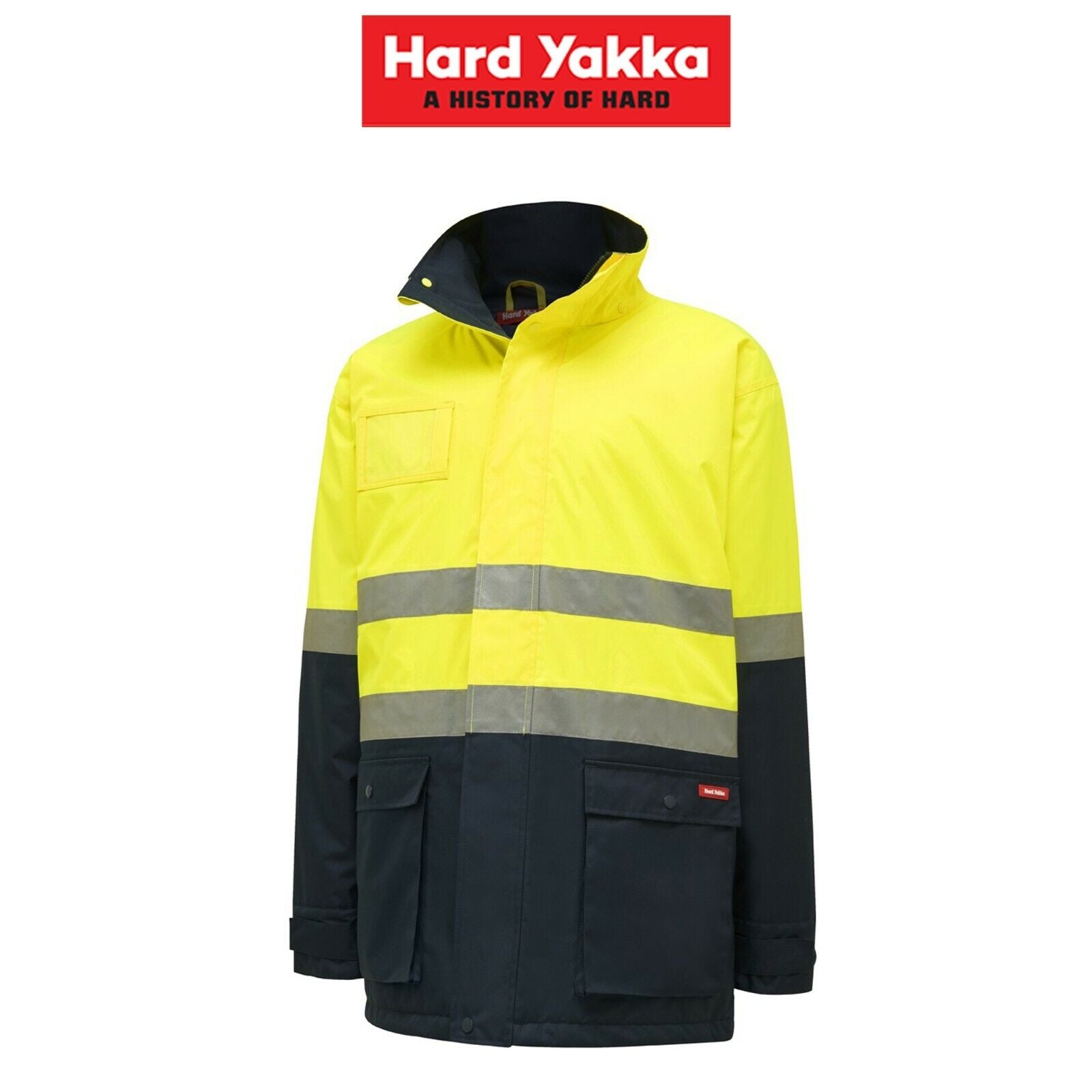 Hard Yakka Mens Core Hi - Vis 2 Tone Taped Quilted Waterproof Bomber Jacket Y06685 - Land to Coast
