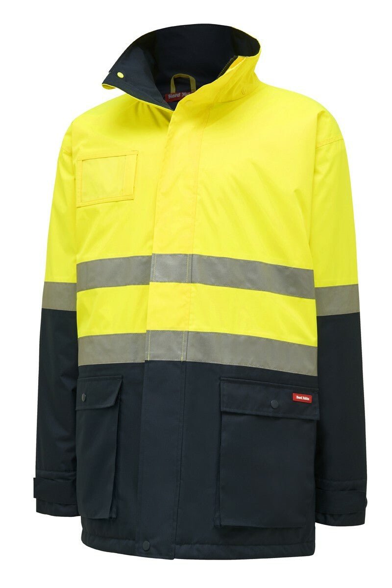Hard Yakka Mens Core Hi - Vis 2 Tone Taped Quilted Waterproof Bomber Jacket Y06685 - Land to Coast
