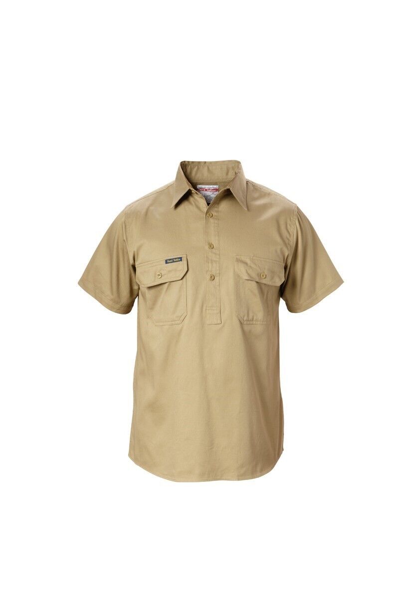 Hard Yakka Mens Foundations Short Sleeve Closed Front Cotton Work Shirt Y07540 - Land to Coast
