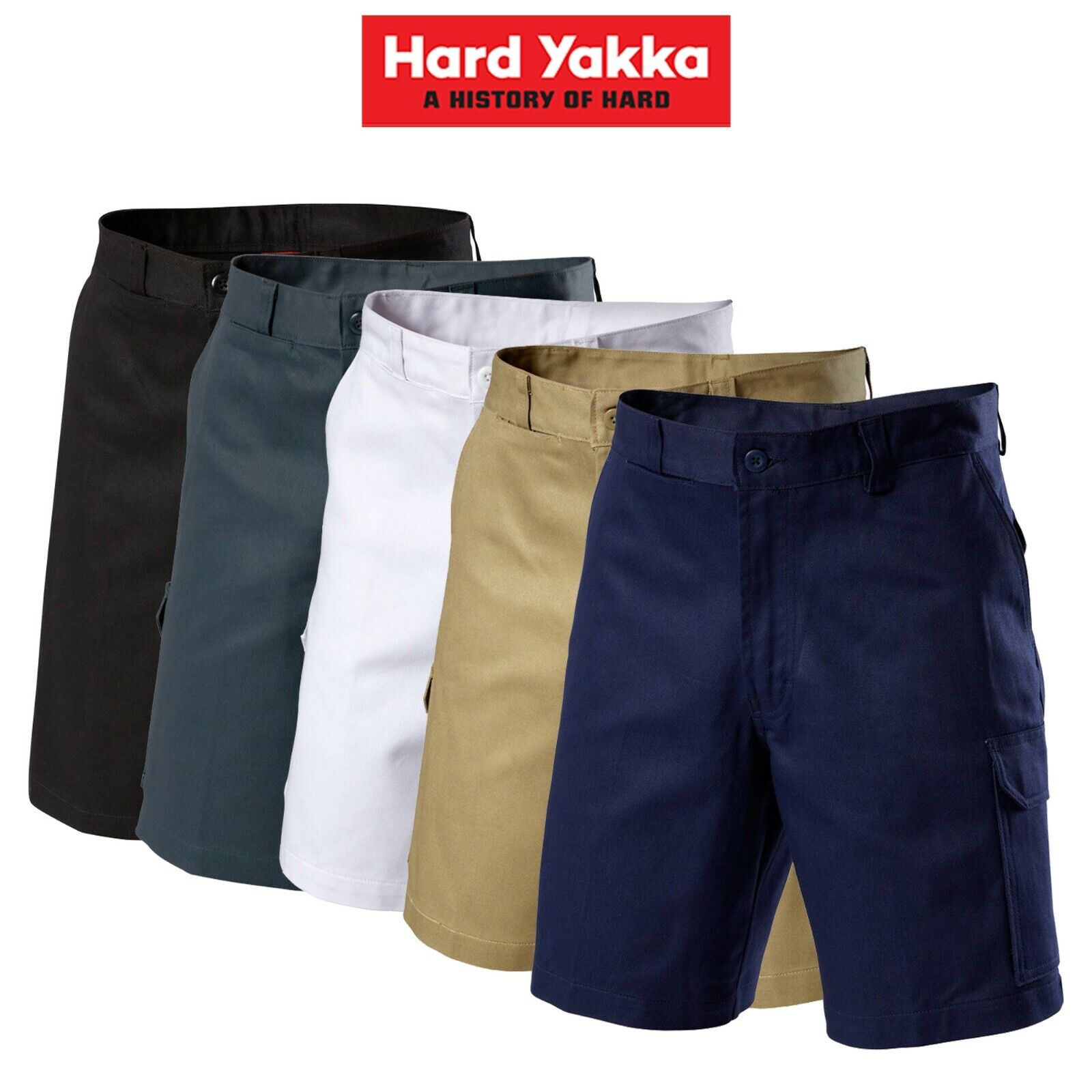 Hard Yakka Mens Generation Gen Y Cotton Cargo Drill Shorts Work Tough Y05500 - Land to Coast