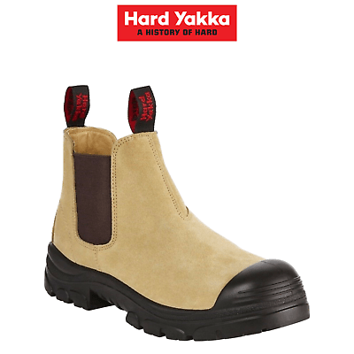 Hard Yakka Mens Grit Suede Sand Pull Up Boots Steel Cap Work Safety Y60087 - Land to Coast