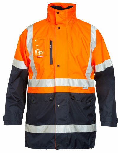 Hard Yakka Mens Hi - Vis 4 in 1 Taped Jacket Reversible Jacket All Season Y06057 - Land to Coast