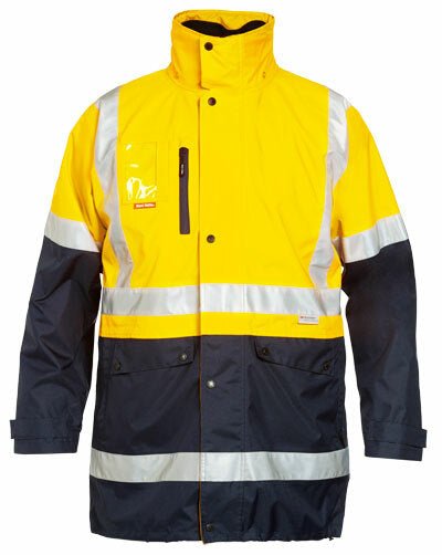 Hard Yakka Mens Hi - Vis 4 in 1 Taped Jacket Reversible Jacket All Season Y06057 - Land to Coast