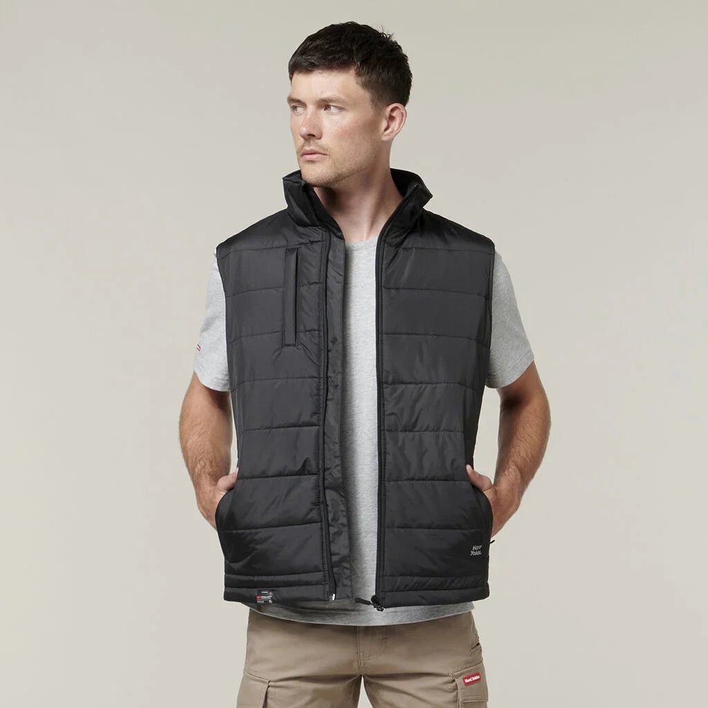 Hard Yakka Mens Insulated Puffa 2.0 Work Vest Black Lightweight Warm Y21418 - Land to Coast
