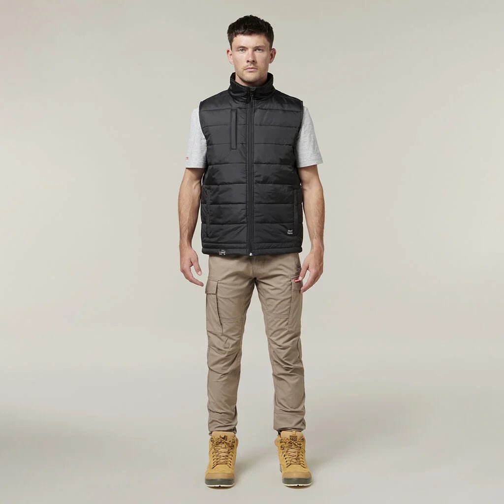 Hard Yakka Mens Insulated Puffa 2.0 Work Vest Black Lightweight Warm Y21418 - Land to Coast