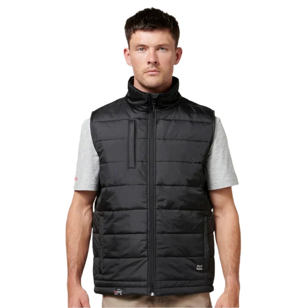 Hard Yakka Mens Insulated Puffa 2.0 Work Vest Black Lightweight Warm Y21418 - Land to Coast