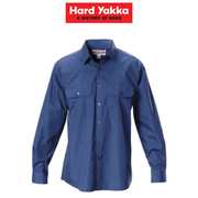 Hard Yakka Mens Long Sleeve Permanent Press Shirt Pleat Back Work Comfort Y07590 - Land to Coast