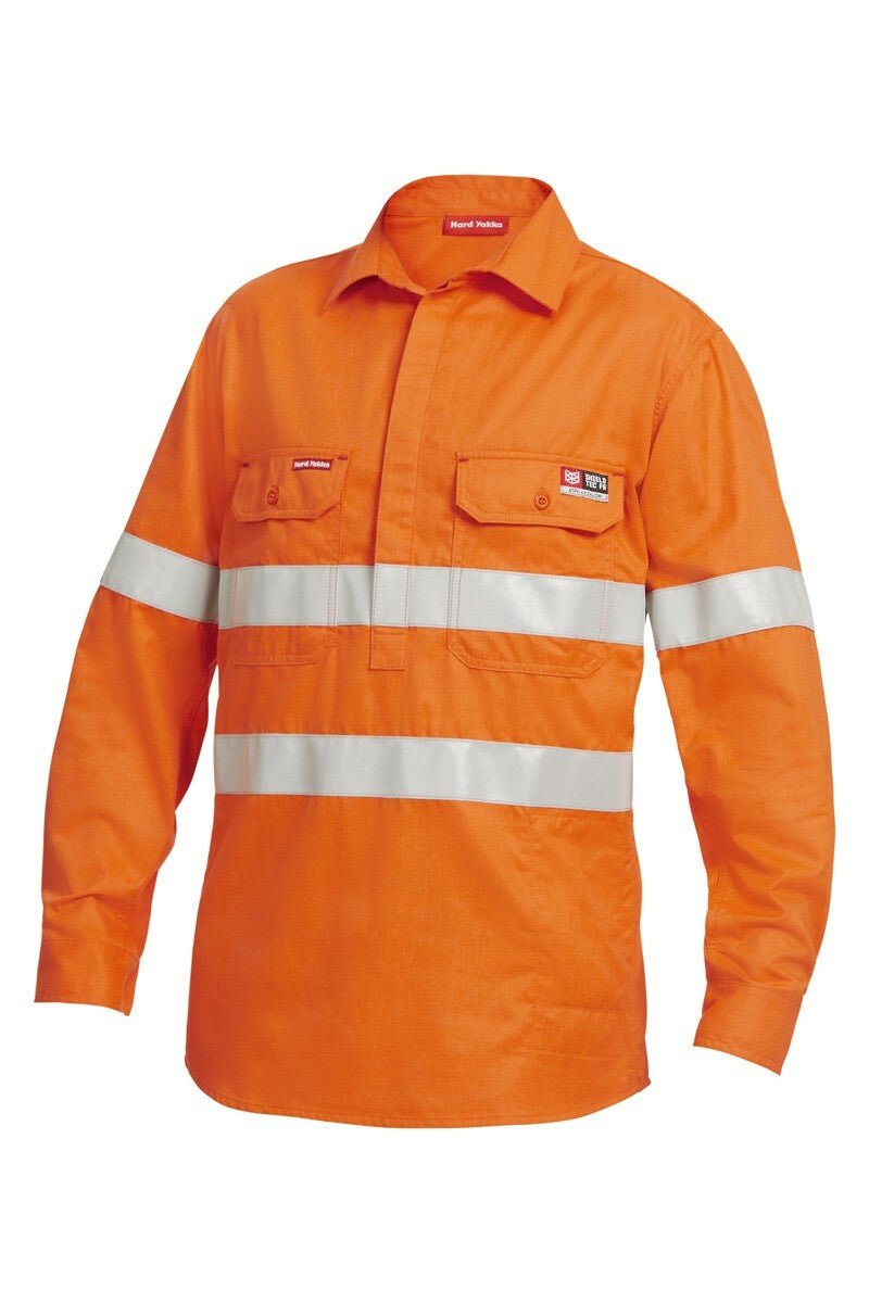 Hard Yakka Mens Protect Shieldtec Fire Resistant Hi - Vis Work Shirt Safety Y04150 - Land to Coast