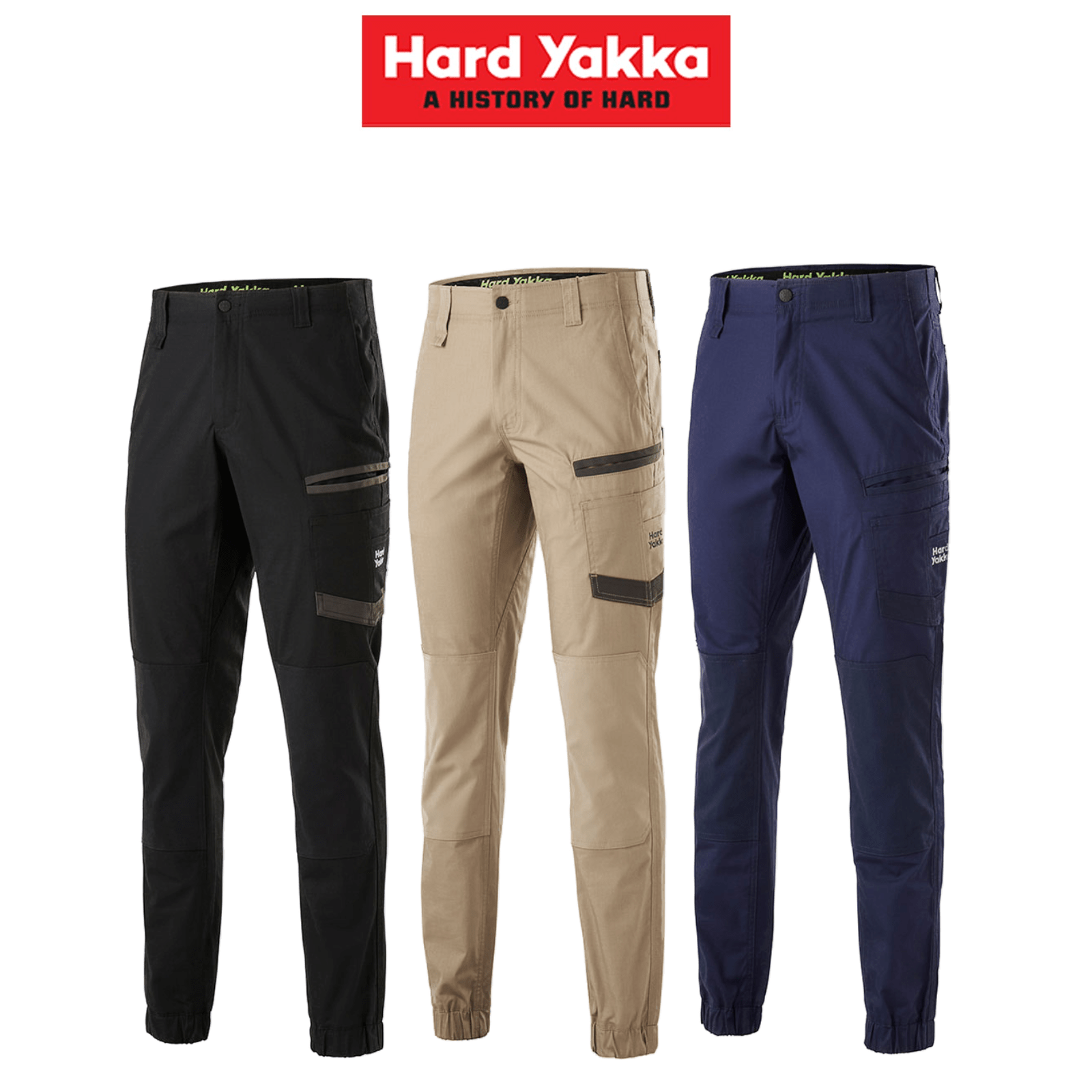 Hard Yakka Mens Raptor Cuff Pants Work Safety Tough Comfy Cargo Wear Y02717 - Land to Coast