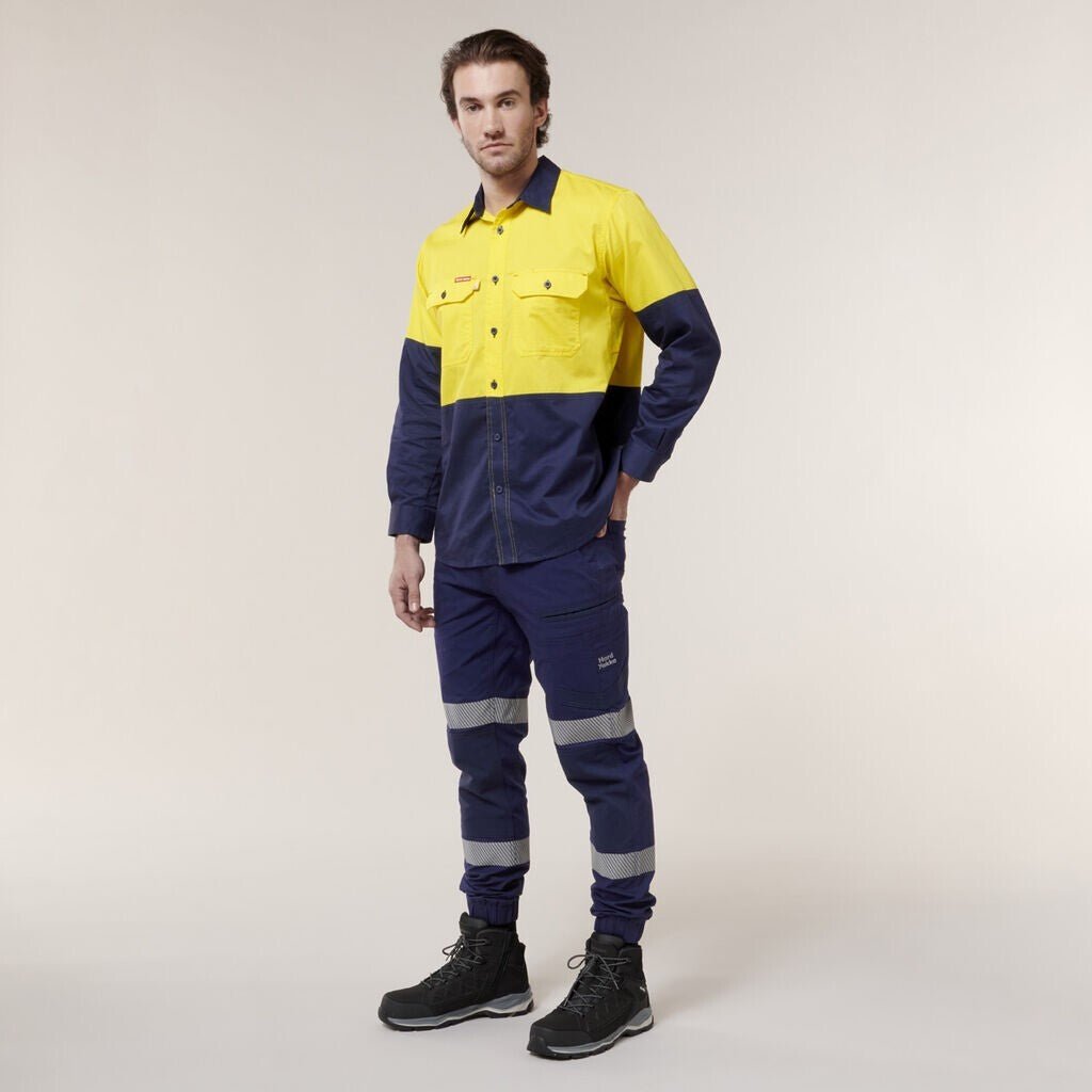 HARD YAKKA Raptor Cuff Pant With Industrial Tape Slim Fit Reflective Y02586 - Land to Coast