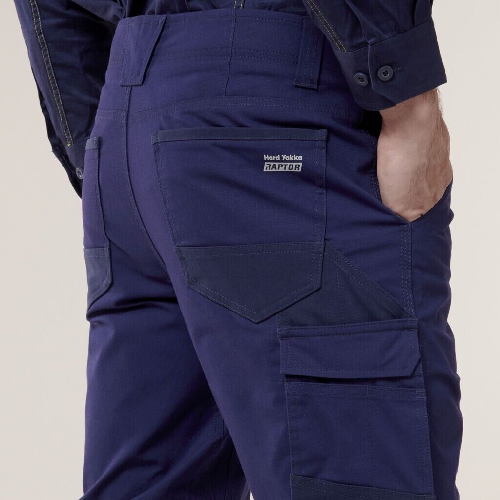 HARD YAKKA Raptor Cuff Pant With Industrial Tape Slim Fit Reflective Y02586 - Land to Coast