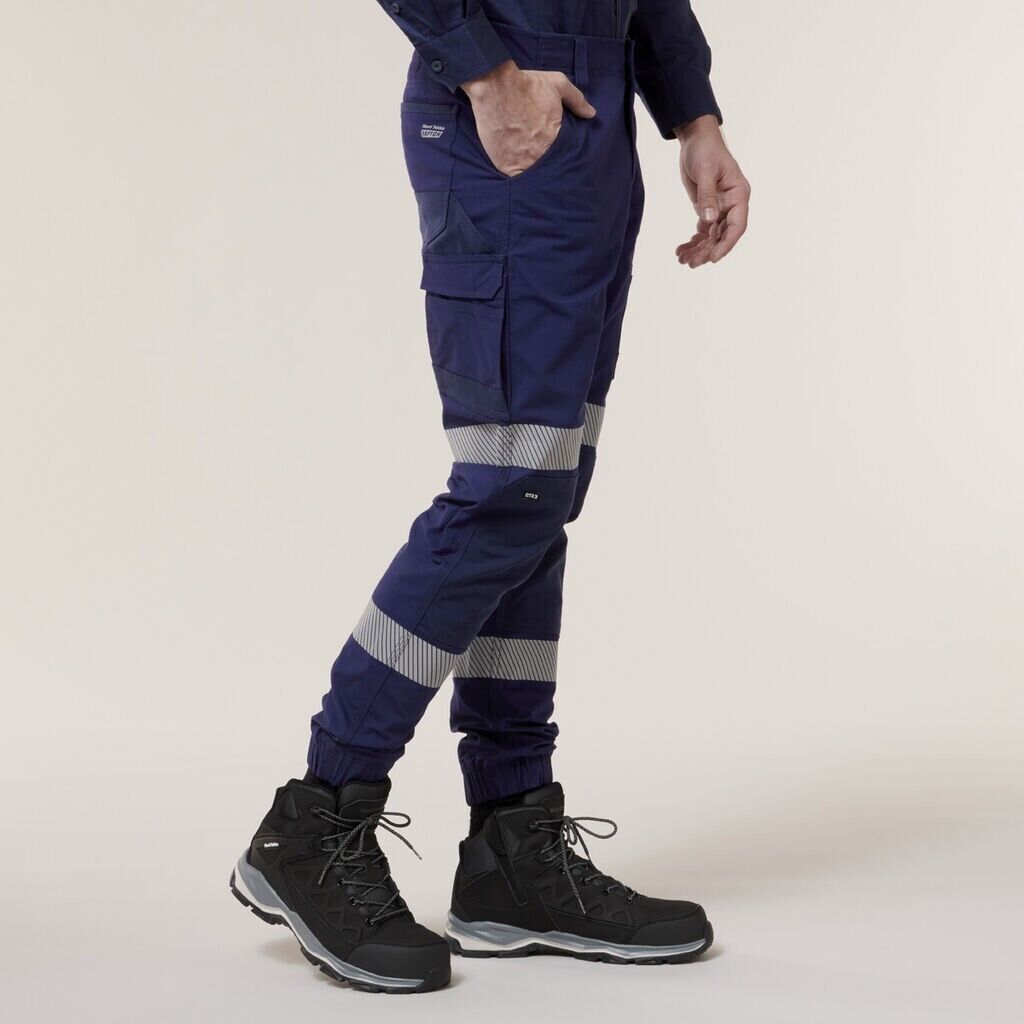 HARD YAKKA Raptor Cuff Pant With Industrial Tape Slim Fit Reflective Y02586 - Land to Coast