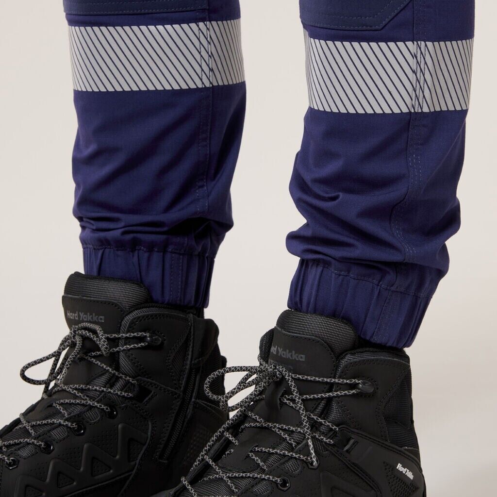 HARD YAKKA Raptor Cuff Pant With Industrial Tape Slim Fit Reflective Y02586 - Land to Coast