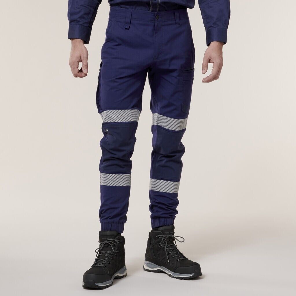 HARD YAKKA Raptor Cuff Pant With Industrial Tape Slim Fit Reflective Y02586 - Land to Coast