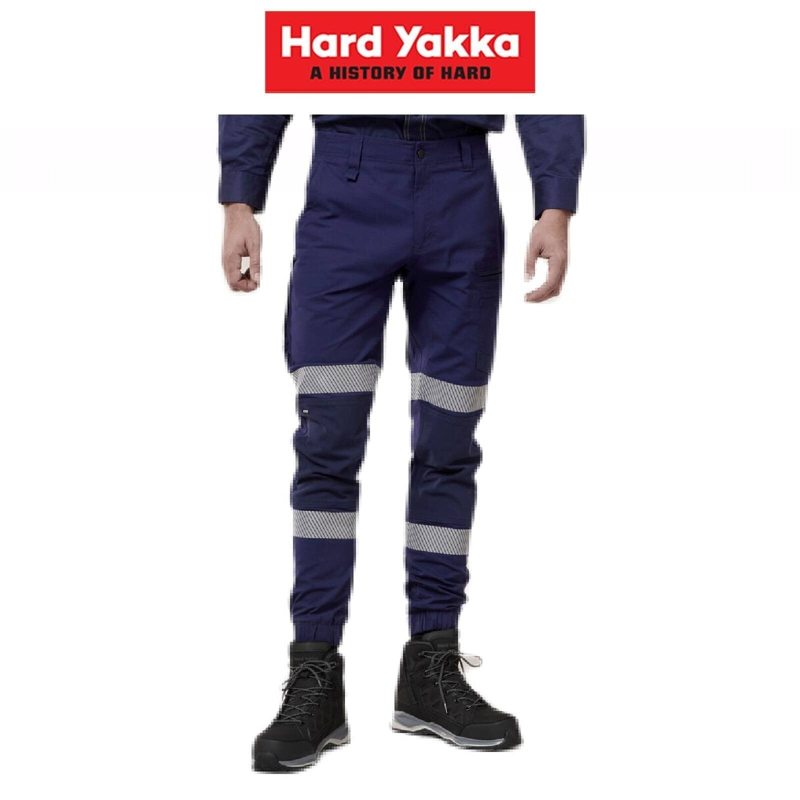 HARD YAKKA Raptor Cuff Pant With Industrial Tape Slim Fit Reflective Y02586 - Land to Coast