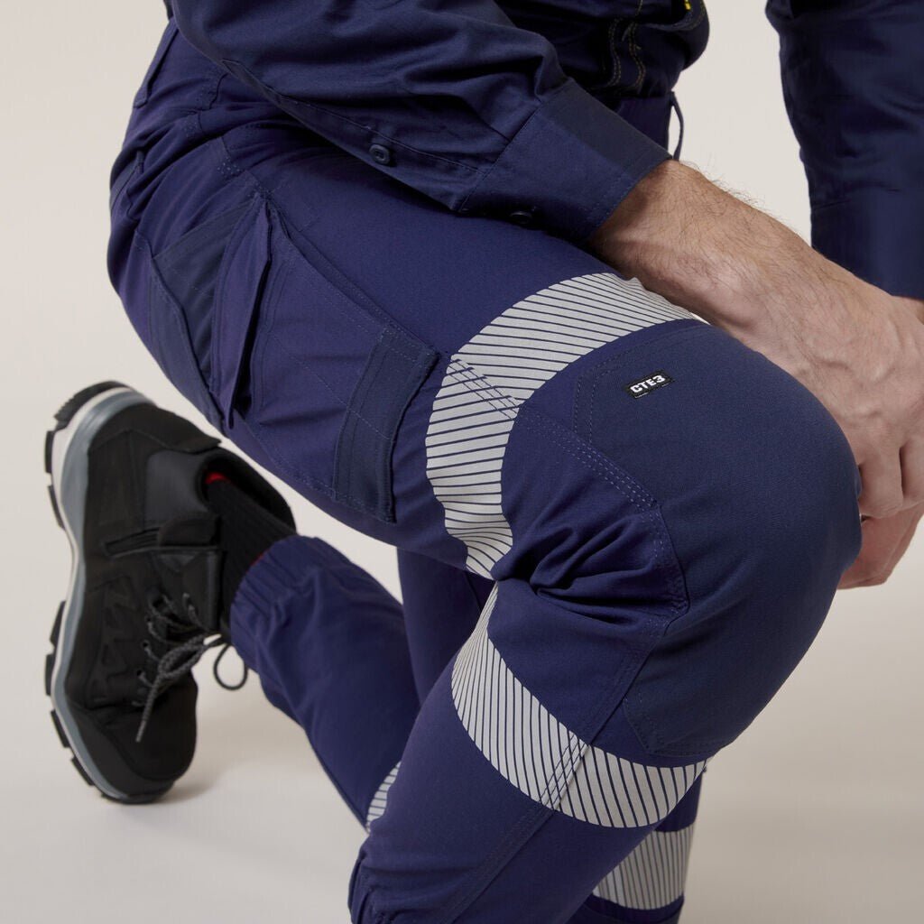 HARD YAKKA Raptor Cuff Pant With Industrial Tape Slim Fit Reflective Y02586 - Land to Coast