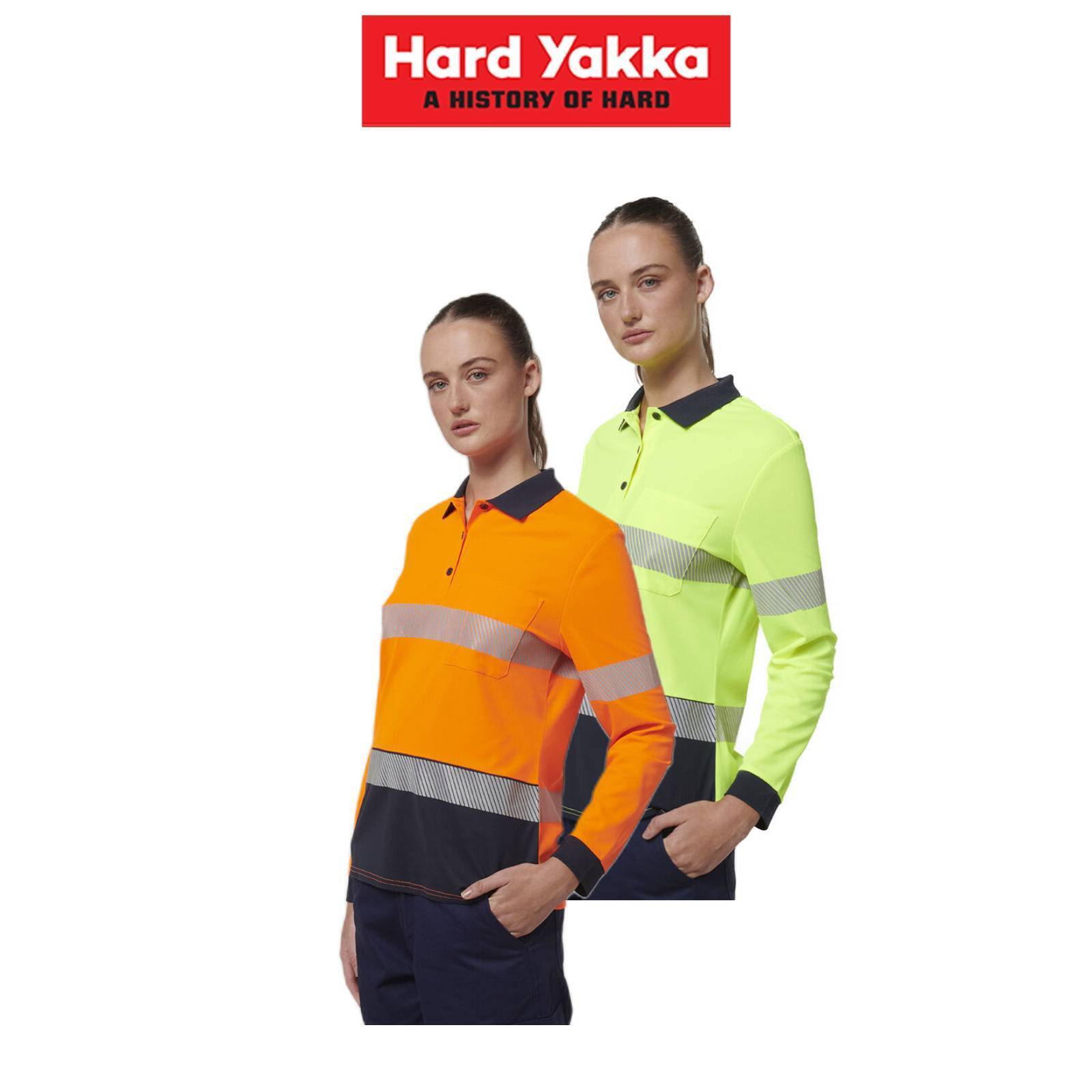 Hard Yakka Safety Work Womens Long Sleeve HI VIS Taped Polo Y08604 - Land to Coast