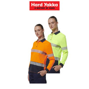 Hard Yakka Safety Work Womens Long Sleeve HI VIS Taped Polo Y08604 - Land to Coast