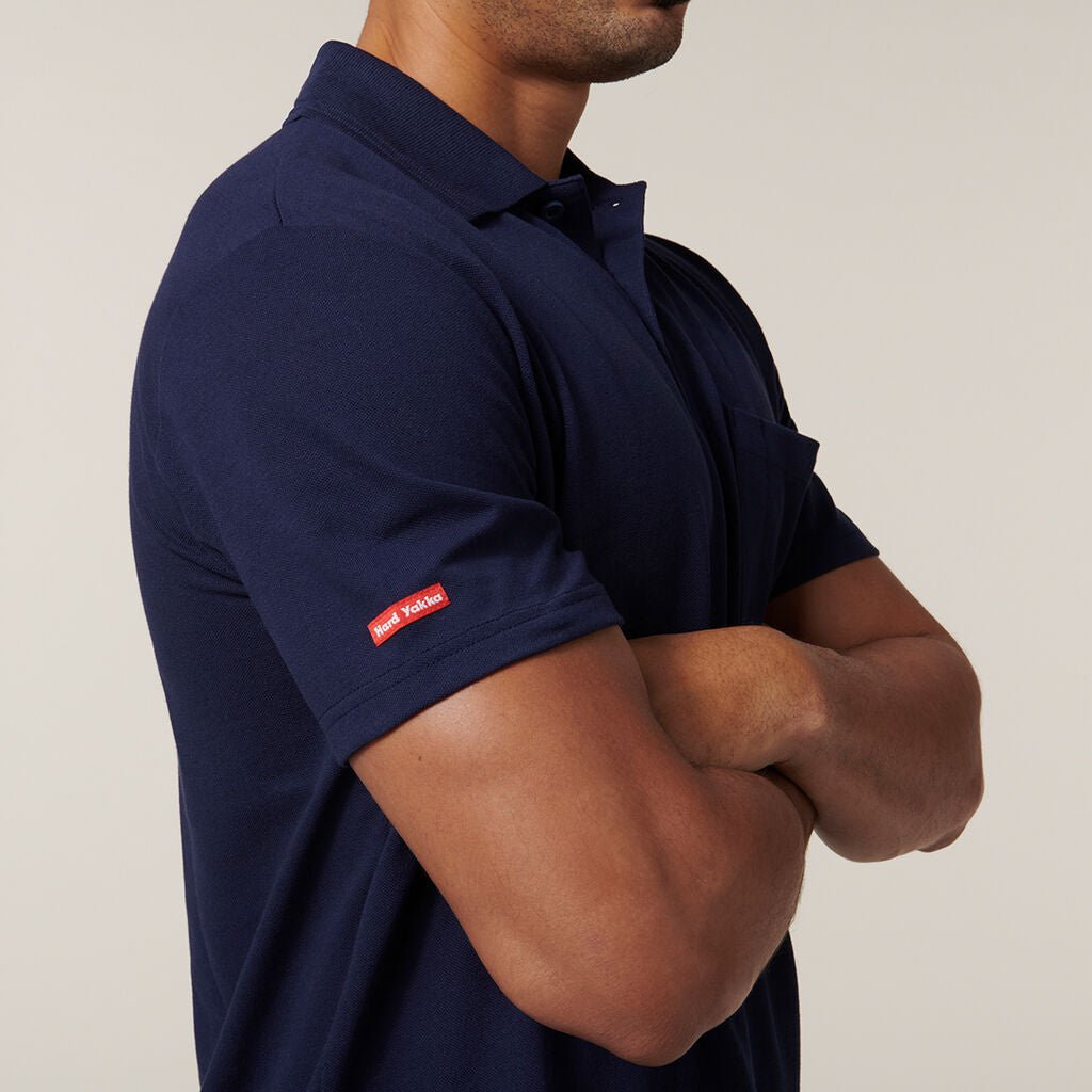 Hard Yakka Short Sleeve Regular Fit Foundations Work Polo Navy Y11306 - Land to Coast