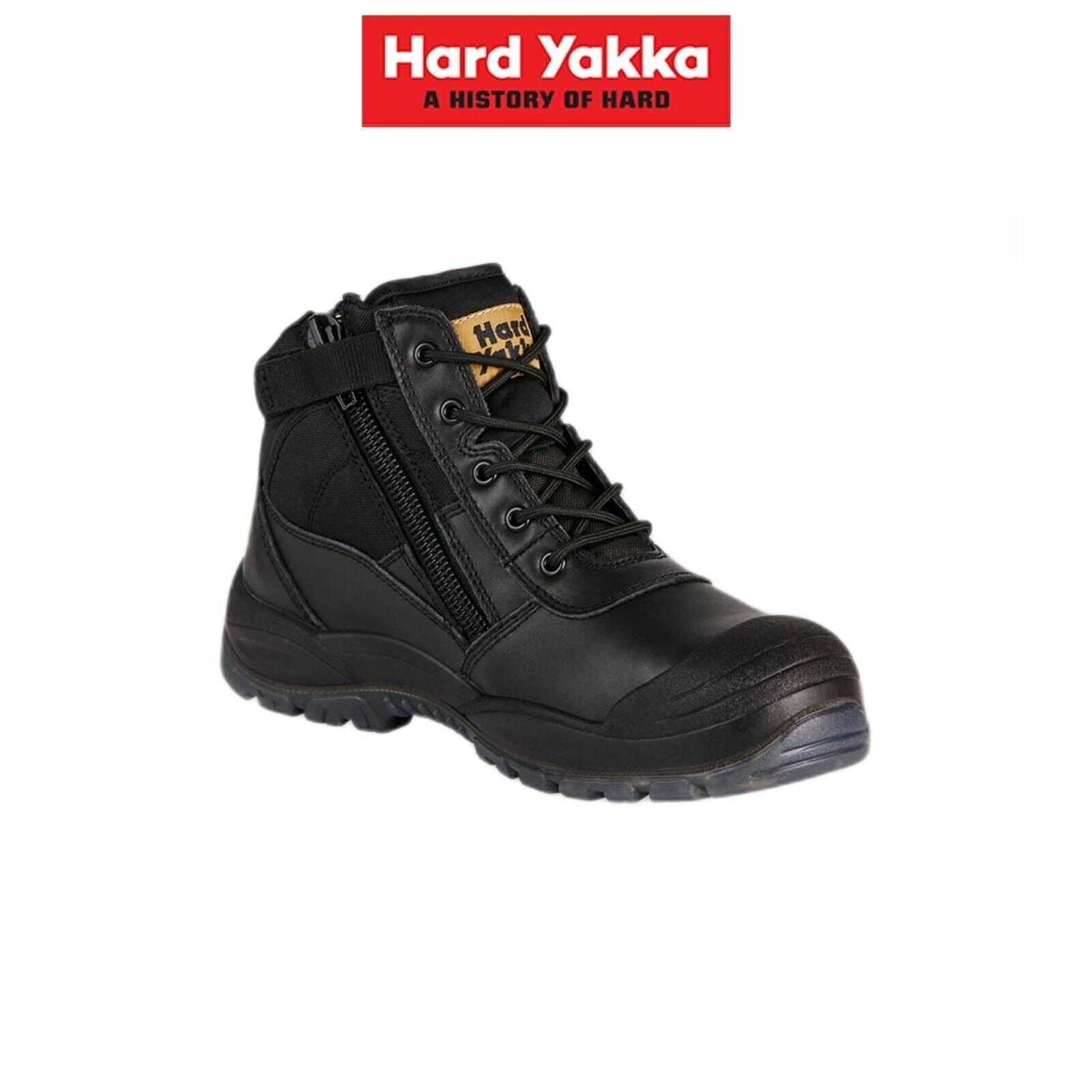 HARD YAKKA Utility Zip Sided Steel Toe Safety Boot Water Resistant Black Y60125 - Land to Coast