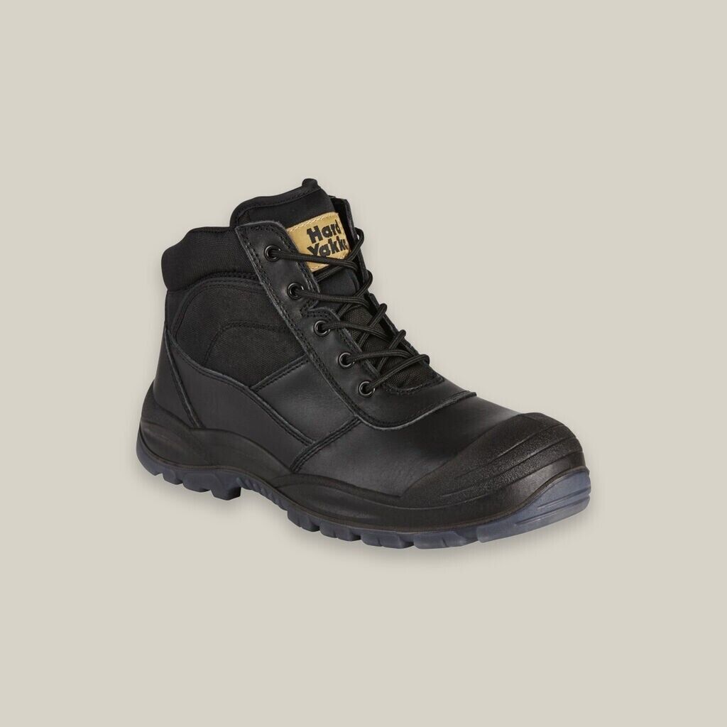 HARD YAKKA Utility Zip Sided Steel Toe Safety Boot Water Resistant Black Y60125 - Land to Coast