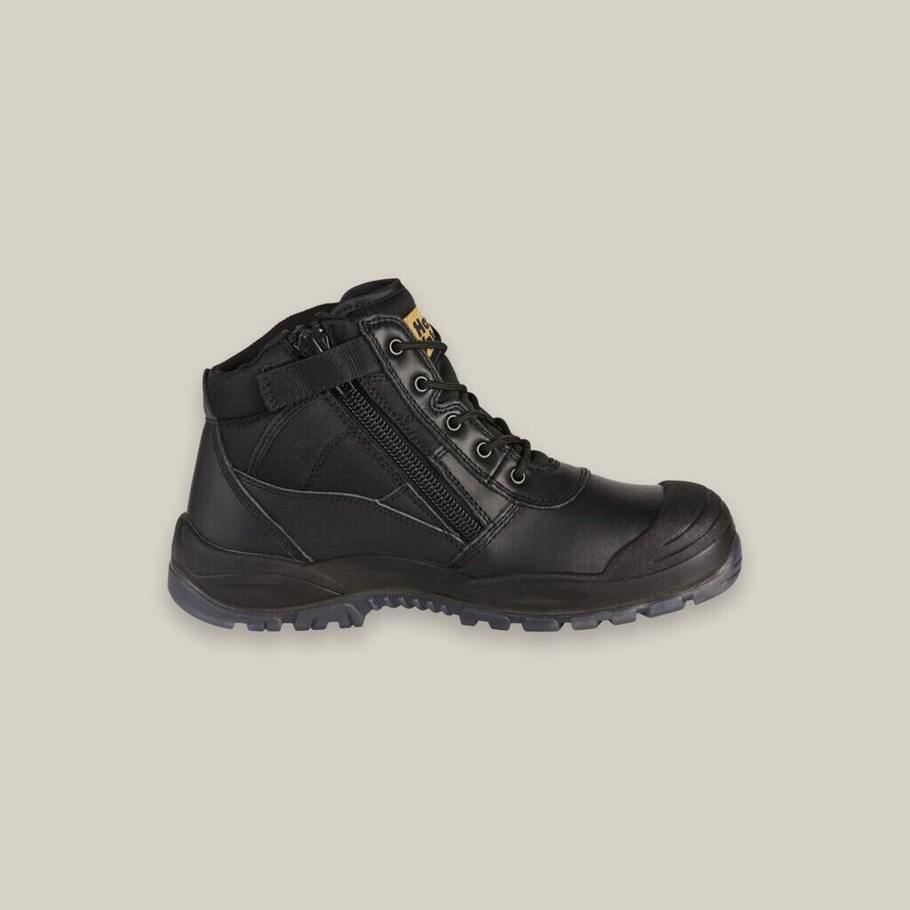 HARD YAKKA Utility Zip Sided Steel Toe Safety Boot Water Resistant Black Y60125 - Land to Coast