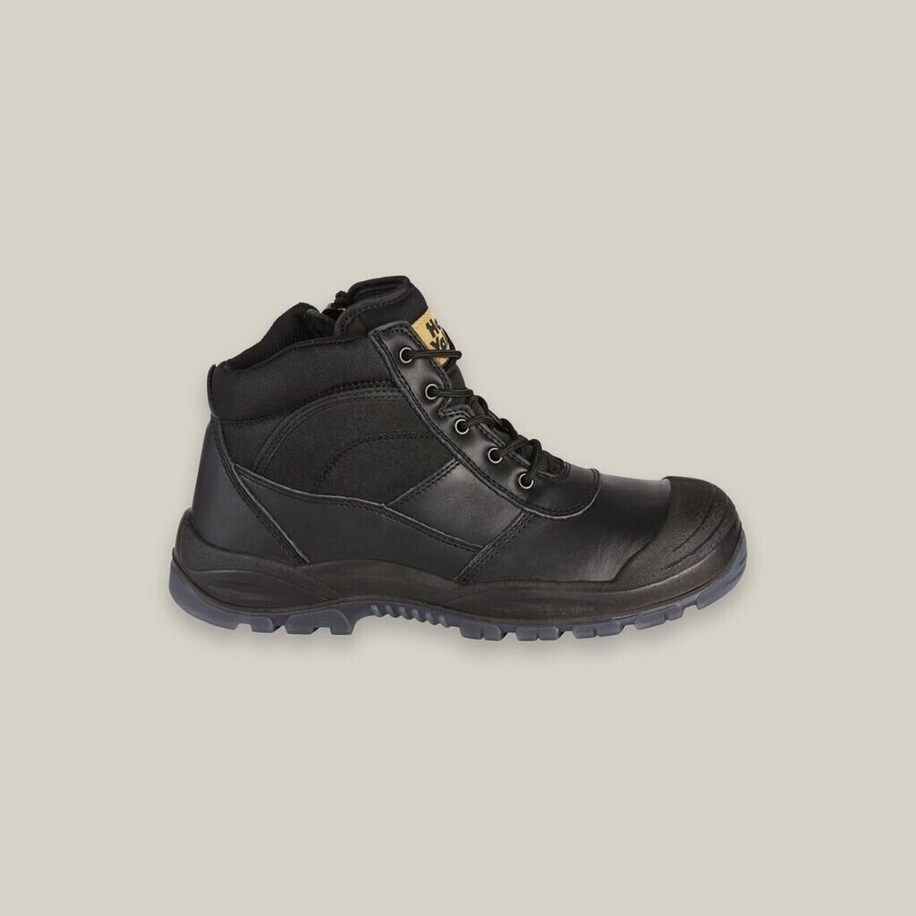 HARD YAKKA Utility Zip Sided Steel Toe Safety Boot Water Resistant Black Y60125 - Land to Coast