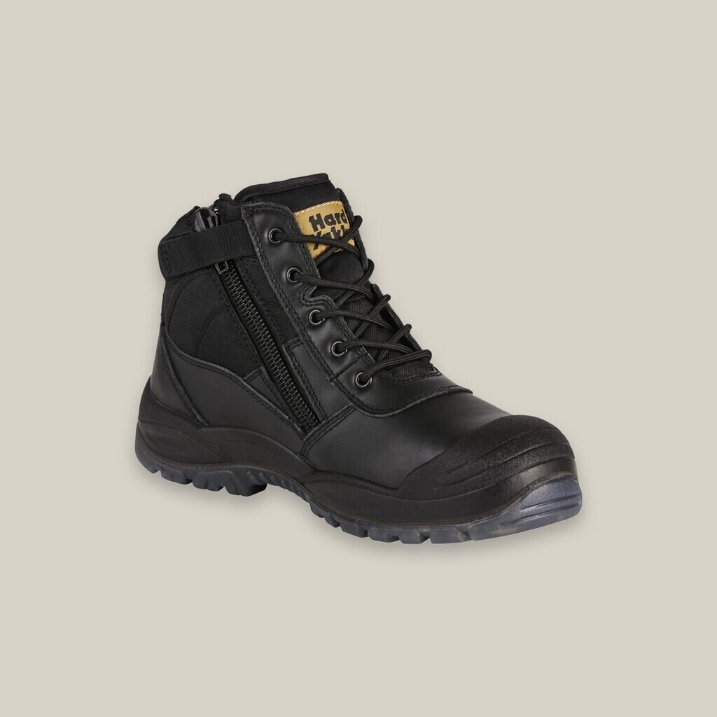 HARD YAKKA Utility Zip Sided Steel Toe Safety Boot Water Resistant Black Y60125 - Land to Coast