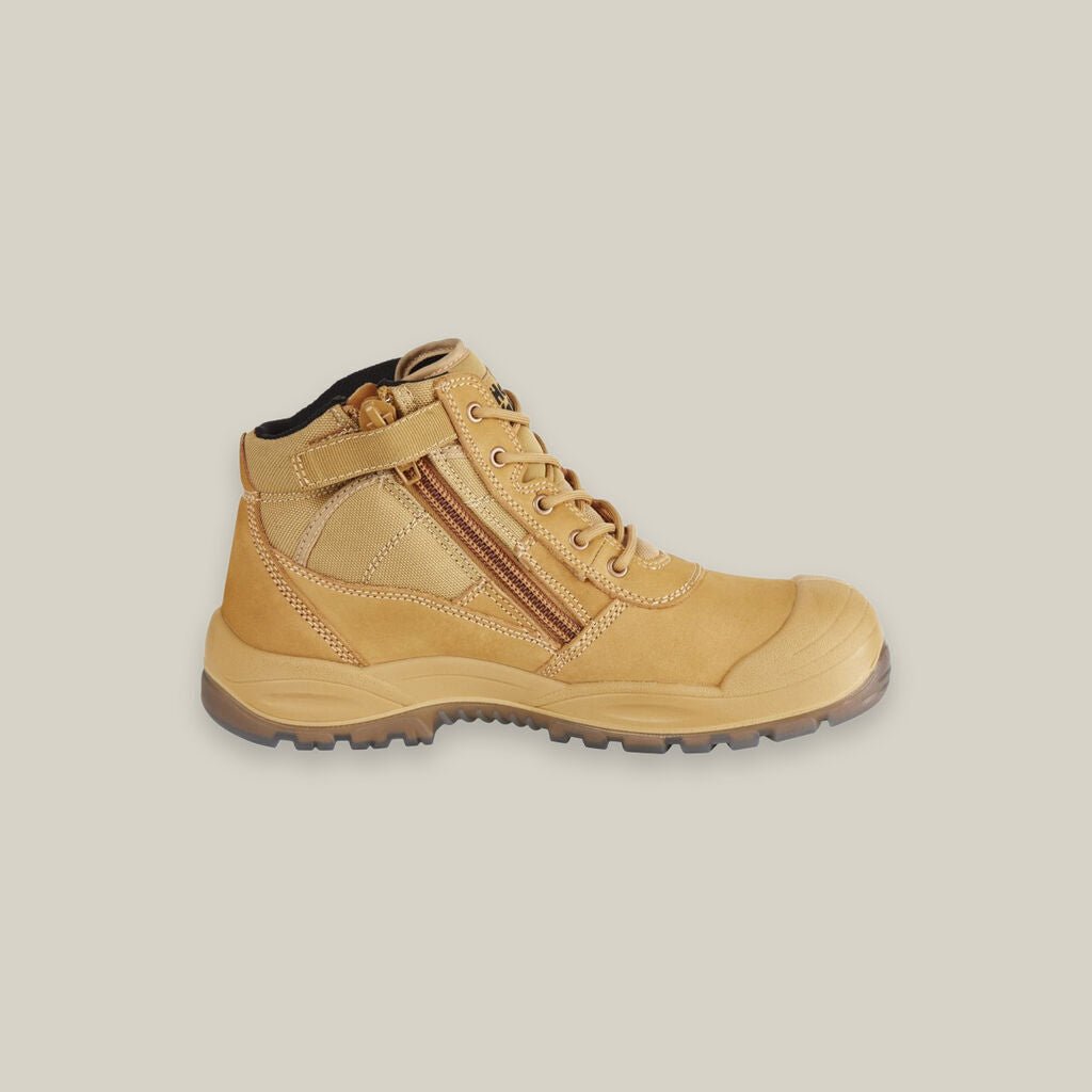 HARD YAKKA Utility Zip Sided Steel Toe Safety Water Resistant Boot Wheat Y60120 - Land to Coast